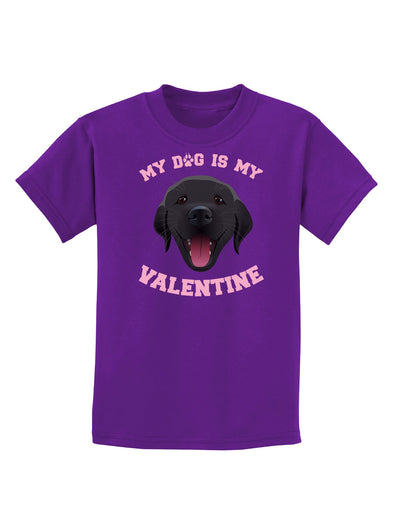 My Dog is my Valentine Black Childrens Dark T-Shirt-Childrens T-Shirt-TooLoud-Purple-X-Small-Davson Sales