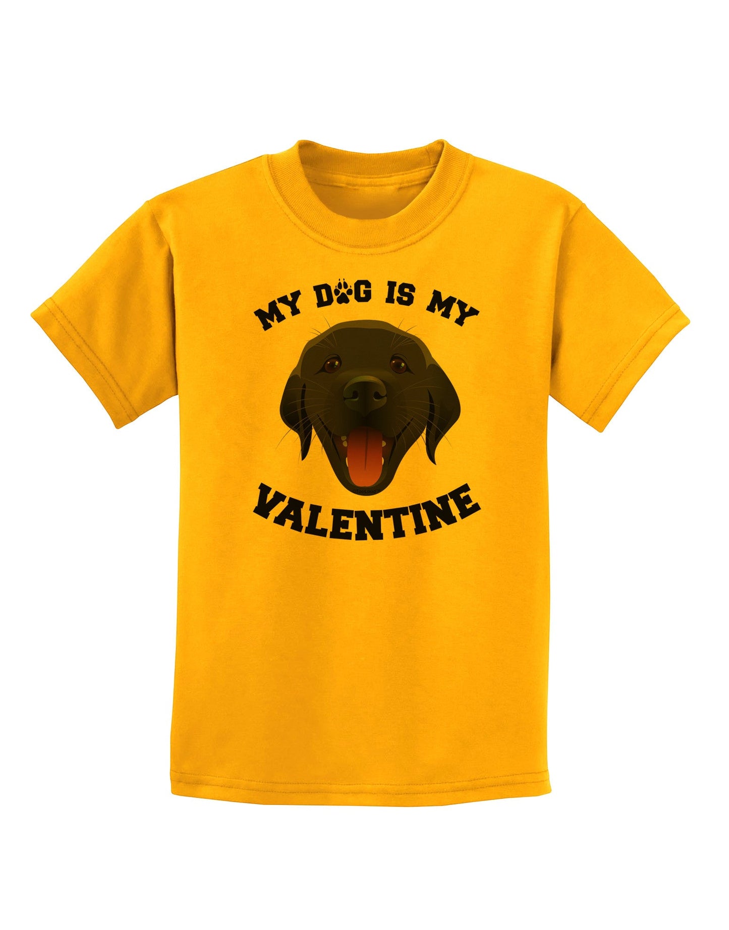 My Dog is my Valentine Black Childrens T-Shirt-Childrens T-Shirt-TooLoud-Gold-X-Small-Davson Sales
