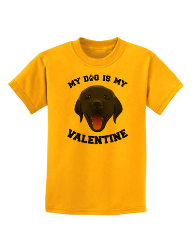 My Dog is my Valentine Black Childrens T-Shirt-Childrens T-Shirt-TooLoud-Gold-X-Small-Davson Sales