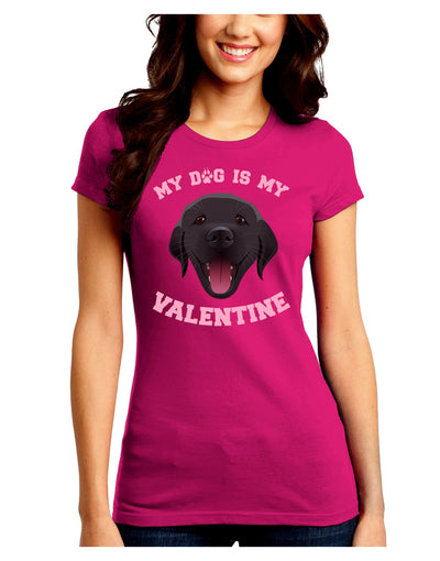 My Dog is my Valentine Black Juniors Petite Crew Dark T-Shirt-T-Shirts Juniors Tops-TooLoud-Hot-Pink-Juniors Fitted Small-Davson Sales