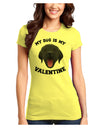 My Dog is my Valentine Black Juniors Petite T-Shirt-T-Shirts Juniors Tops-TooLoud-Yellow-Juniors Fitted X-Small-Davson Sales