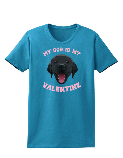 My Dog is my Valentine Black Womens Dark T-Shirt-TooLoud-Turquoise-X-Small-Davson Sales