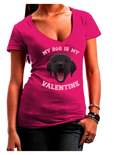 My Dog is my Valentine Black Womens V-Neck Dark T-Shirt-Womens V-Neck T-Shirts-TooLoud-Hot-Pink-Juniors Fitted Small-Davson Sales