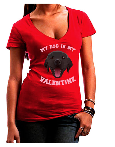 My Dog is my Valentine Black Womens V-Neck Dark T-Shirt-Womens V-Neck T-Shirts-TooLoud-Red-Juniors Fitted Small-Davson Sales