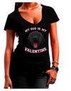 My Dog is my Valentine Black Womens V-Neck Dark T-Shirt-Womens V-Neck T-Shirts-TooLoud-Black-Juniors Fitted Small-Davson Sales