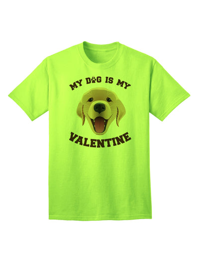 My Dog is my Valentine Gold Yellow Adult T-Shirt-Mens T-Shirt-TooLoud-Neon-Green-Small-Davson Sales