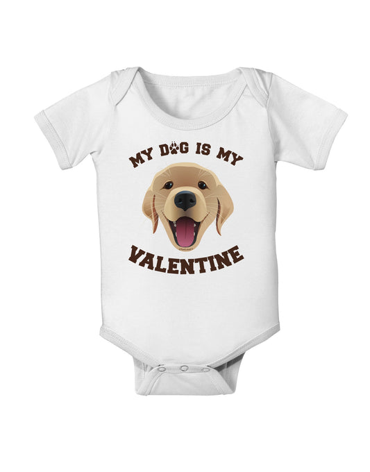 My Dog is my Valentine Gold Yellow Baby Romper Bodysuit-Baby Romper-TooLoud-White-06-Months-Davson Sales