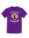 My Dog is my Valentine Gold Yellow Childrens Dark T-Shirt-Childrens T-Shirt-TooLoud-Purple-X-Small-Davson Sales