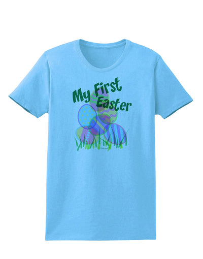 My First Easter Gel Look Print Womens T-Shirt-Womens T-Shirt-TooLoud-Aquatic-Blue-X-Small-Davson Sales