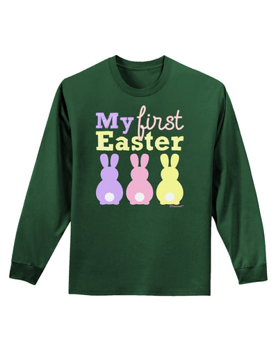 My First Easter - Three Bunnies Adult Long Sleeve Dark T-Shirt by TooLoud-TooLoud-Dark-Green-Small-Davson Sales