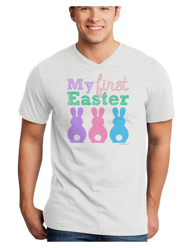 My First Easter - Three Bunnies Adult V-Neck T-shirt by TooLoud-Mens V-Neck T-Shirt-TooLoud-White-Small-Davson Sales