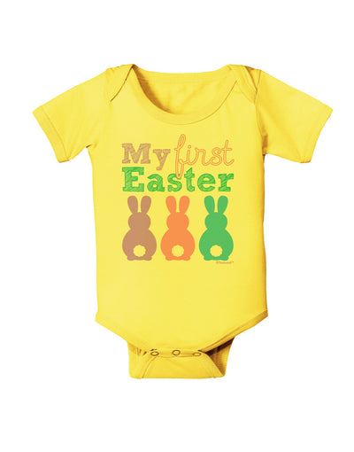 My First Easter - Three Bunnies Baby Romper Bodysuit by TooLoud-Baby Romper-TooLoud-Yellow-06-Months-Davson Sales