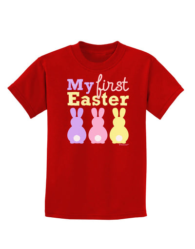 My First Easter - Three Bunnies Childrens Dark T-Shirt by TooLoud-Childrens T-Shirt-TooLoud-Red-X-Small-Davson Sales