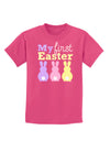 My First Easter - Three Bunnies Childrens Dark T-Shirt by TooLoud-Childrens T-Shirt-TooLoud-Sangria-X-Small-Davson Sales