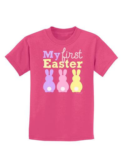 My First Easter - Three Bunnies Childrens Dark T-Shirt by TooLoud-Childrens T-Shirt-TooLoud-Sangria-X-Small-Davson Sales