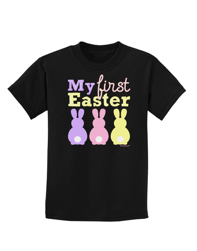 My First Easter - Three Bunnies Childrens Dark T-Shirt by TooLoud-Childrens T-Shirt-TooLoud-Black-X-Small-Davson Sales