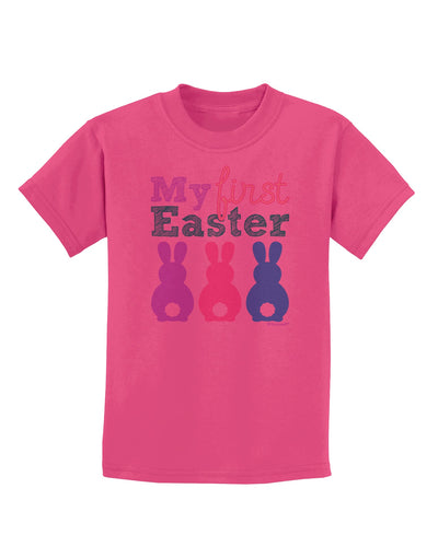 My First Easter - Three Bunnies Childrens T-Shirt by TooLoud-Childrens T-Shirt-TooLoud-Sangria-X-Small-Davson Sales