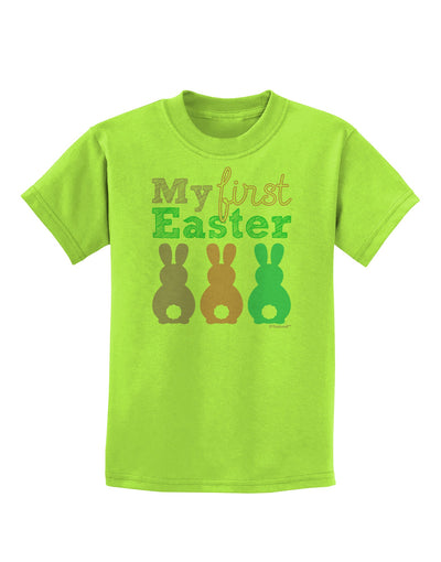 My First Easter - Three Bunnies Childrens T-Shirt by TooLoud-Childrens T-Shirt-TooLoud-Lime-Green-X-Small-Davson Sales