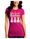 My First Easter - Three Bunnies Juniors Crew Dark T-Shirt by TooLoud-T-Shirts Juniors Tops-TooLoud-Hot-Pink-Juniors Fitted Small-Davson Sales