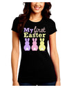 My First Easter - Three Bunnies Juniors Crew Dark T-Shirt by TooLoud-T-Shirts Juniors Tops-TooLoud-Black-Juniors Fitted Small-Davson Sales