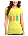 My First Easter - Three Bunnies Juniors T-Shirt by TooLoud-Womens Juniors T-Shirt-TooLoud-Yellow-Juniors Fitted X-Small-Davson Sales