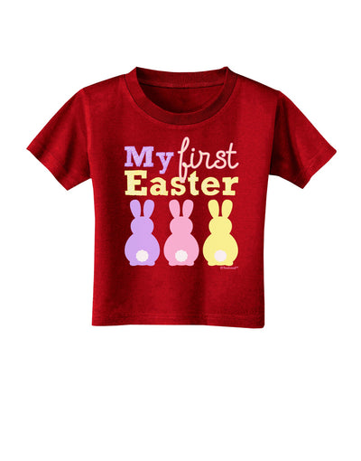 My First Easter - Three Bunnies Toddler T-Shirt Dark by TooLoud-Toddler T-Shirt-TooLoud-Red-2T-Davson Sales