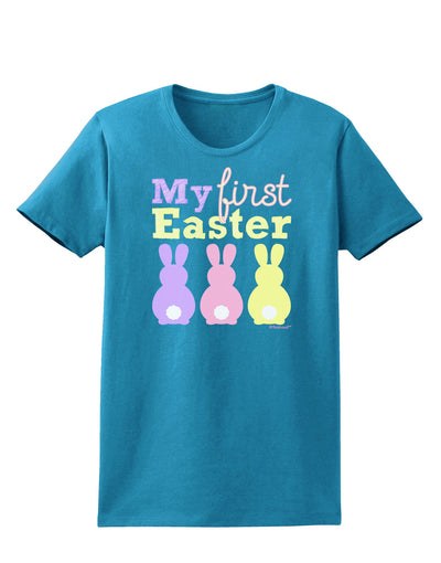 My First Easter - Three Bunnies Womens Dark T-Shirt by TooLoud-Womens T-Shirt-TooLoud-Turquoise-X-Small-Davson Sales