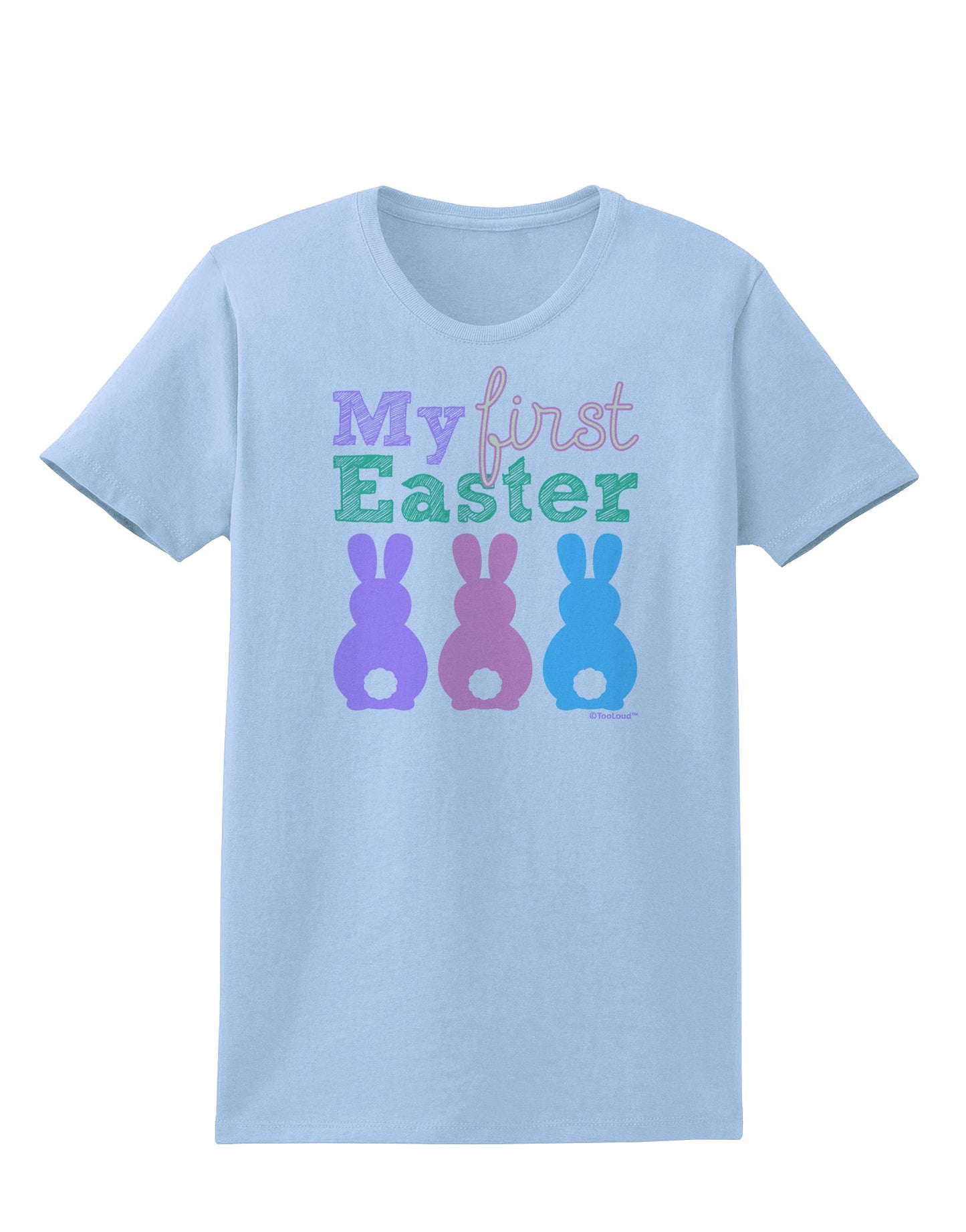 My First Easter - Three Bunnies Womens T-Shirt by TooLoud-Womens T-Shirt-TooLoud-Light-Blue-X-Small-Davson Sales