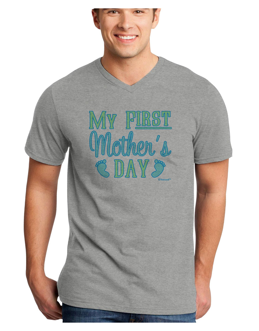 My First Mother's Day - Baby Feet - Blue Adult V-Neck T-shirt by TooLoud-Mens V-Neck T-Shirt-TooLoud-White-Small-Davson Sales