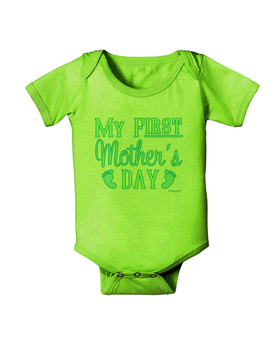 My First Mother's Day - Baby Feet - Blue Baby Romper Bodysuit by TooLoud-Baby Romper-TooLoud-Lime-Green-06-Months-Davson Sales