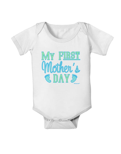 My First Mother's Day - Baby Feet - Blue Baby Romper Bodysuit by TooLoud-Baby Romper-TooLoud-White-06-Months-Davson Sales