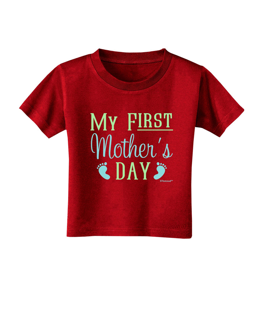 My First Mother's Day - Baby Feet - Blue Toddler T-Shirt Dark by TooLoud-Toddler T-Shirt-TooLoud-Black-2T-Davson Sales