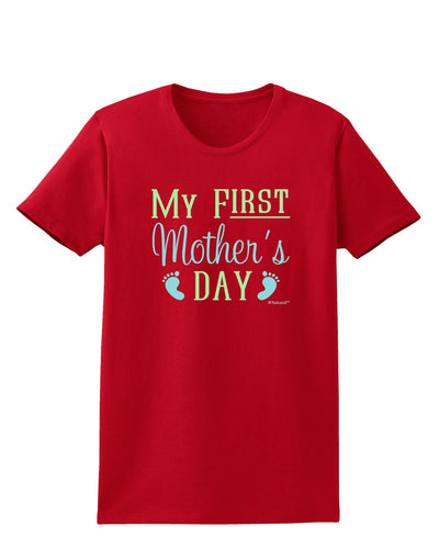 My First Mother's Day - Baby Feet - Blue Womens Dark T-Shirt by TooLoud-Womens T-Shirt-TooLoud-Red-X-Small-Davson Sales