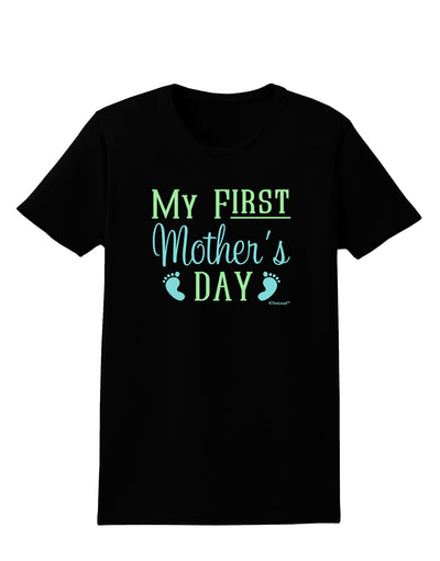 My First Mother's Day - Baby Feet - Blue Womens Dark T-Shirt by TooLoud-Womens T-Shirt-TooLoud-Black-X-Small-Davson Sales