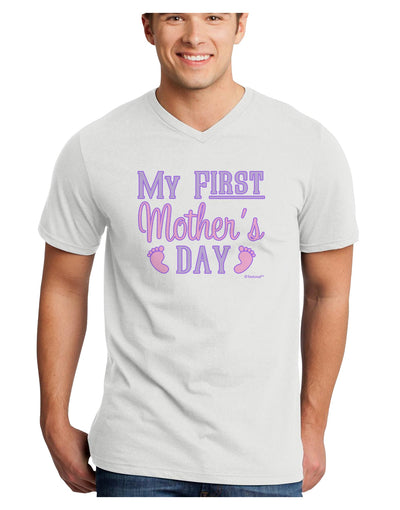 My First Mother's Day - Baby Feet - Pink Adult V-Neck T-shirt by TooLoud-Mens V-Neck T-Shirt-TooLoud-White-Small-Davson Sales