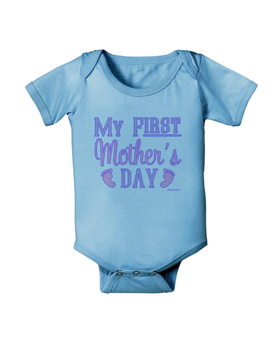 My First Mother's Day - Baby Feet - Pink Baby Romper Bodysuit by TooLoud-Baby Romper-TooLoud-Light-Blue-06-Months-Davson Sales