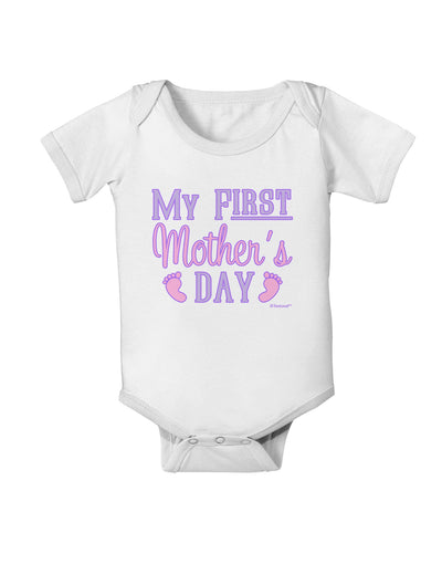 My First Mother's Day - Baby Feet - Pink Baby Romper Bodysuit by TooLoud-Baby Romper-TooLoud-White-06-Months-Davson Sales