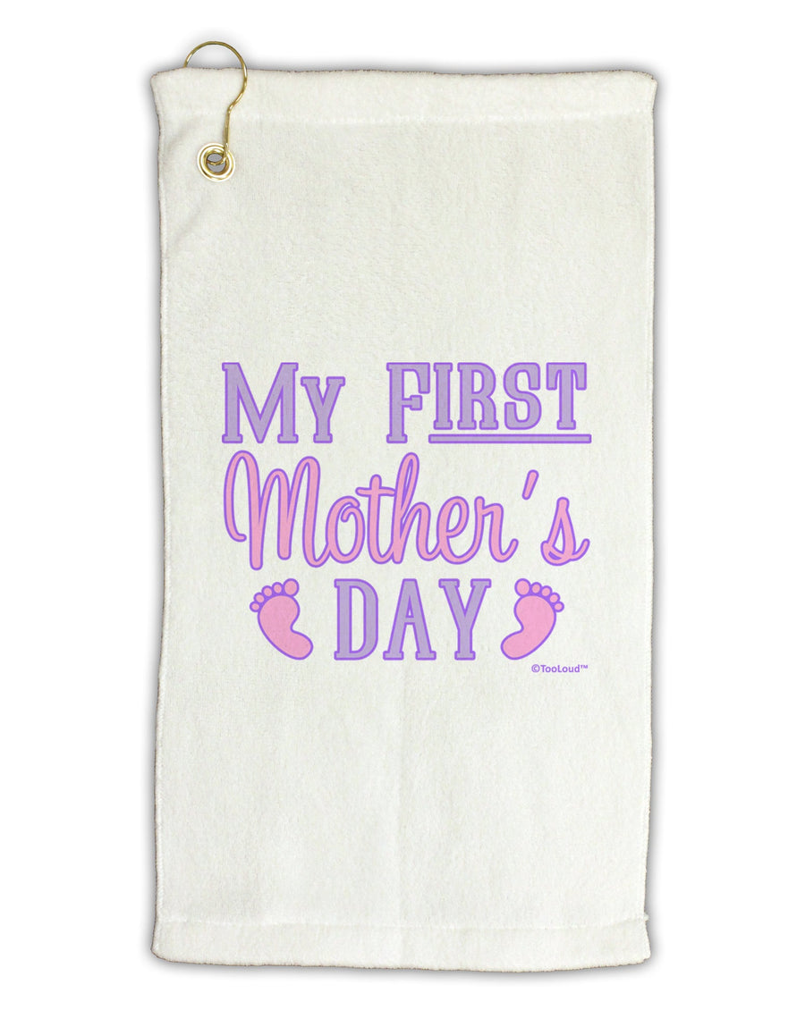 My First Mother's Day - Baby Feet - Pink Micro Terry Gromet Golf Towel 16 x 25 inch by TooLoud-Golf Towel-TooLoud-White-Davson Sales