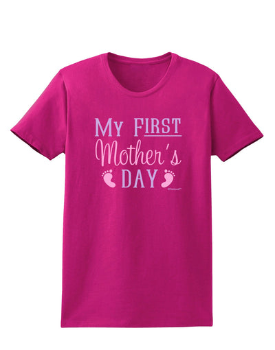 My First Mother's Day - Baby Feet - Pink Womens Dark T-Shirt by TooLoud-Womens T-Shirt-TooLoud-Hot-Pink-Small-Davson Sales