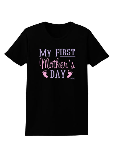 My First Mother's Day - Baby Feet - Pink Womens Dark T-Shirt by TooLoud-Womens T-Shirt-TooLoud-Black-X-Small-Davson Sales