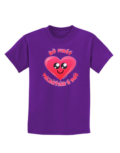 My First Valentine's Day Childrens Dark T-Shirt-Childrens T-Shirt-TooLoud-Purple-X-Small-Davson Sales