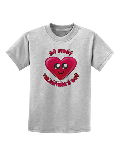 My First Valentine's Day Childrens T-Shirt-Childrens T-Shirt-TooLoud-AshGray-X-Small-Davson Sales