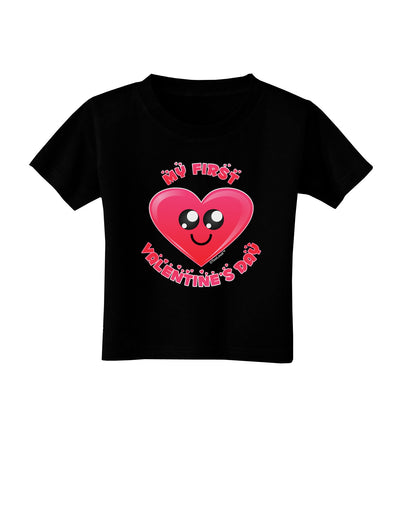 My First Valentine's Day Toddler T-Shirt Dark-Toddler T-Shirt-TooLoud-Black-2T-Davson Sales