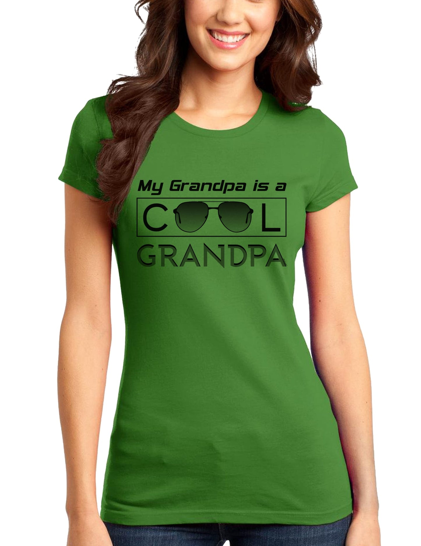 My Grandpa is a Cool Grandpa Juniors T-Shirt-Womens Juniors T-Shirt-TooLoud-Kiwi-Green-Small-Davson Sales