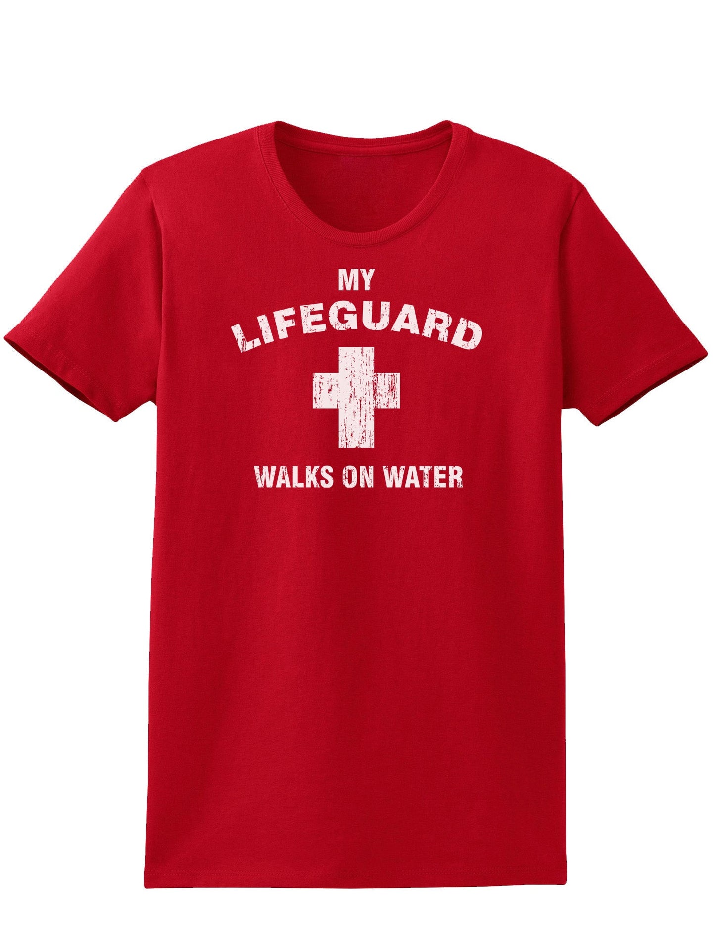 My Lifeguard Walks On Water Easter Womens Dark T-Shirt - Ladies-TooLoud-Red-X-Small-Davson Sales