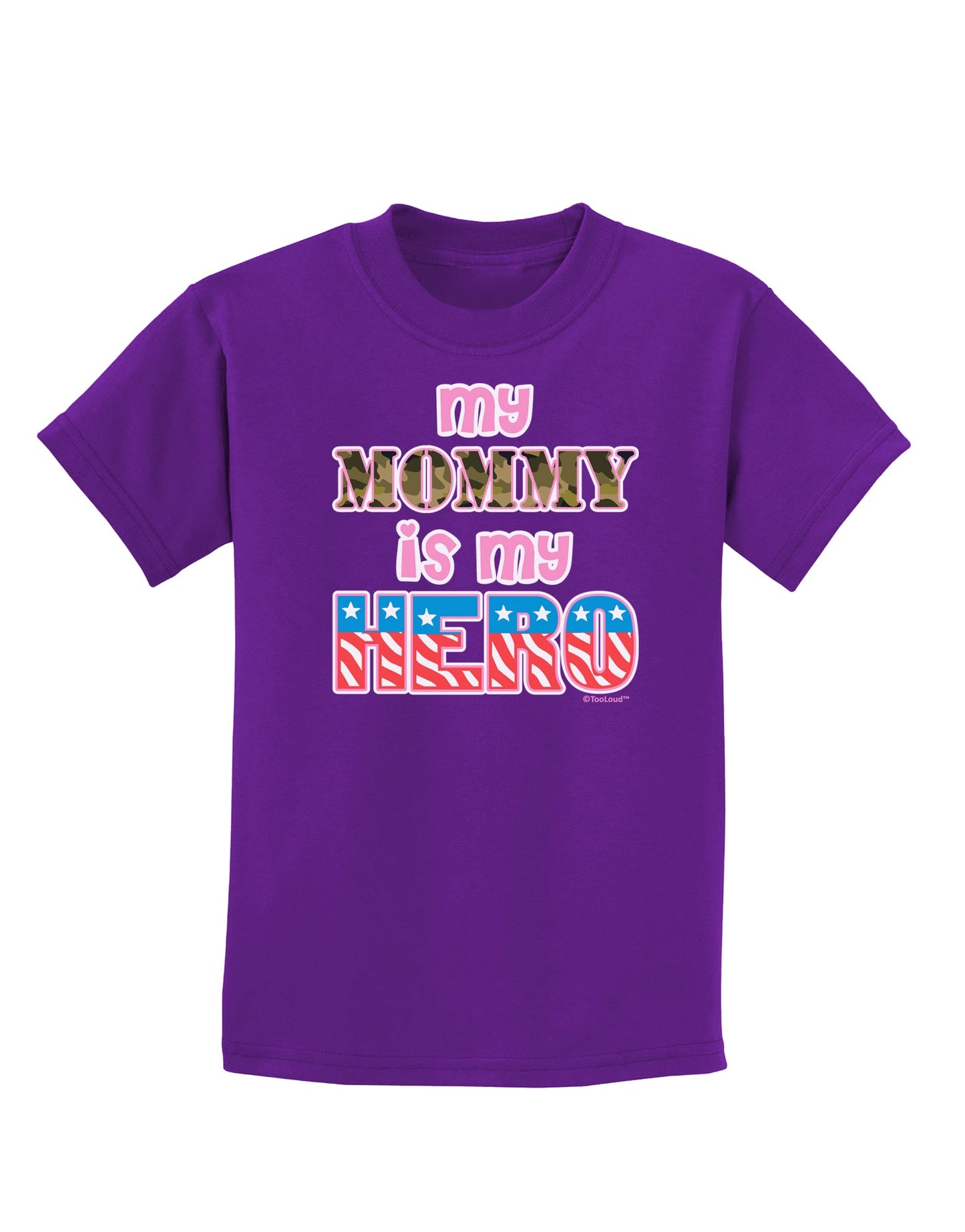 My Mommy is My Hero - Armed Forces - Pink Childrens Dark T-Shirt by TooLoud-Childrens T-Shirt-TooLoud-Purple-X-Small-Davson Sales