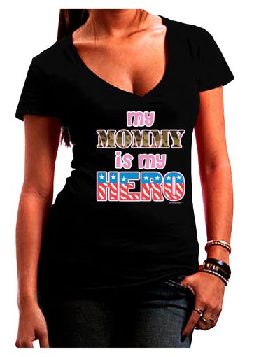 My Mommy is My Hero - Armed Forces - Pink Juniors V-Neck Dark T-Shirt by TooLoud-Womens V-Neck T-Shirts-TooLoud-Black-Juniors Fitted Small-Davson Sales