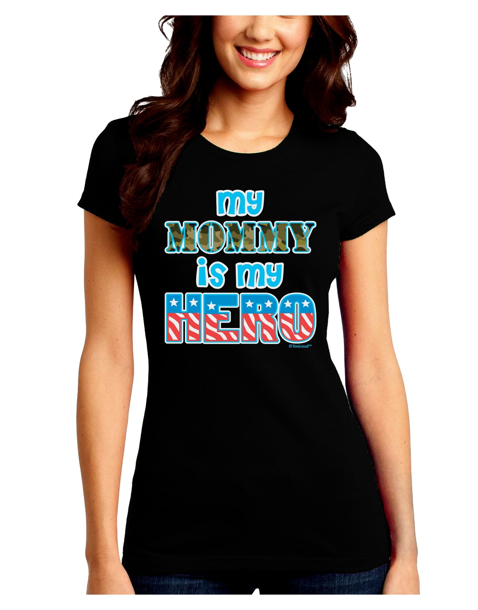My Mommy is My Hero - Juniors Crew Dark T-Shirt by TooLoud-T-Shirts Juniors Tops-TooLoud-Black-Juniors Fitted Small-Davson Sales