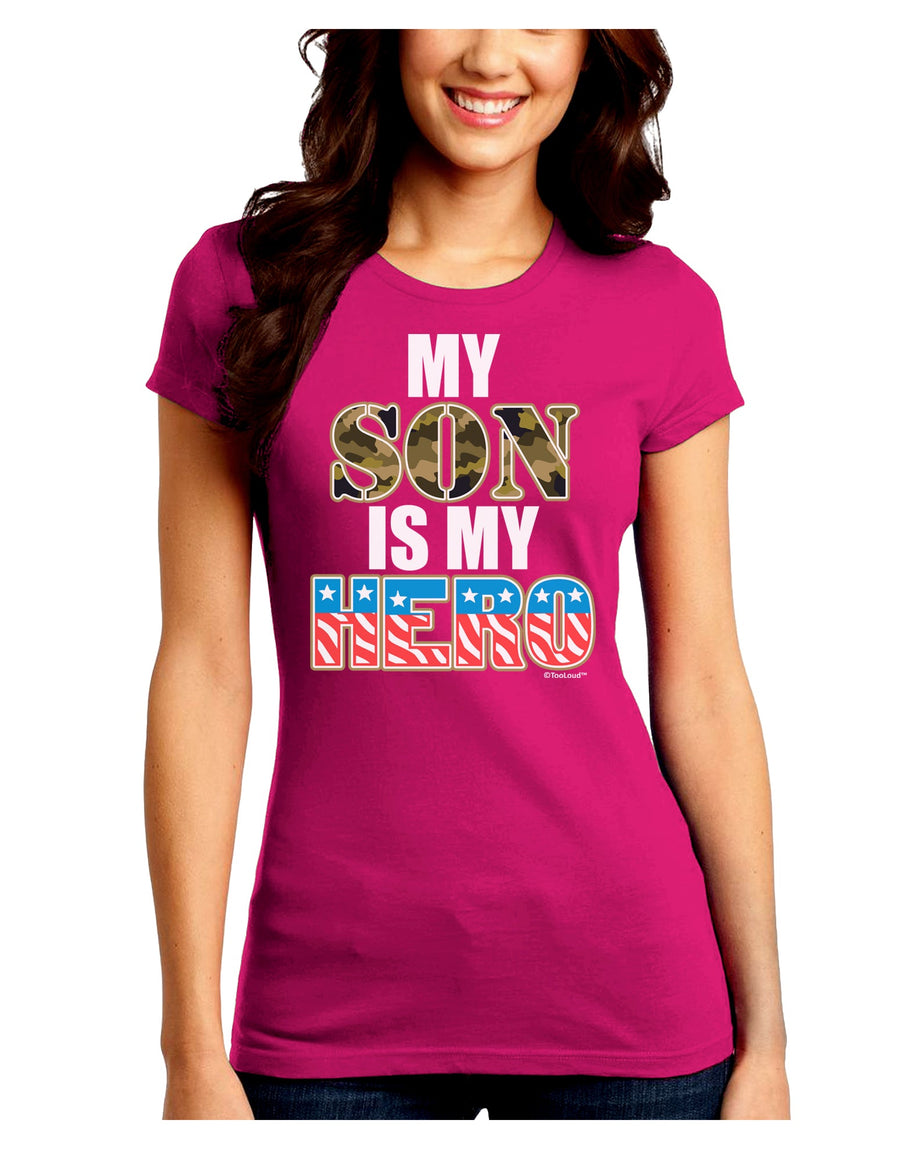 My Son is My Hero - Armed Forces Juniors Crew Dark T-Shirt by TooLoud-T-Shirts Juniors Tops-TooLoud-Black-Juniors Fitted Small-Davson Sales