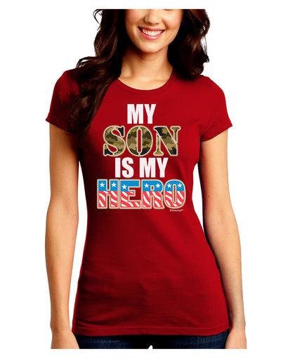 My Son is My Hero - Armed Forces Juniors Crew Dark T-Shirt by TooLoud-T-Shirts Juniors Tops-TooLoud-Red-Juniors Fitted Small-Davson Sales